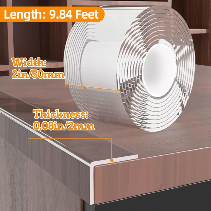 CHENYA Clear Soft Corner Protectors for Furniture Strip,2 in x 9.84 FT,Sharp Edge & Table Bumper,Window Edge,Wall Protector, Soft Corner Guards Safe for Proof,Table Corner Protectors in Family - Image 2